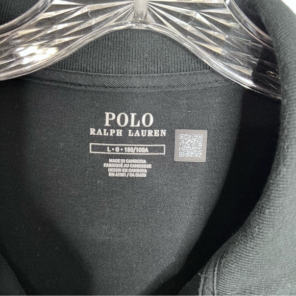Polo Ralph Lauren Sweater Men Large Jacket Black Zip Up White Stripe B1 - Picture 2 of 6